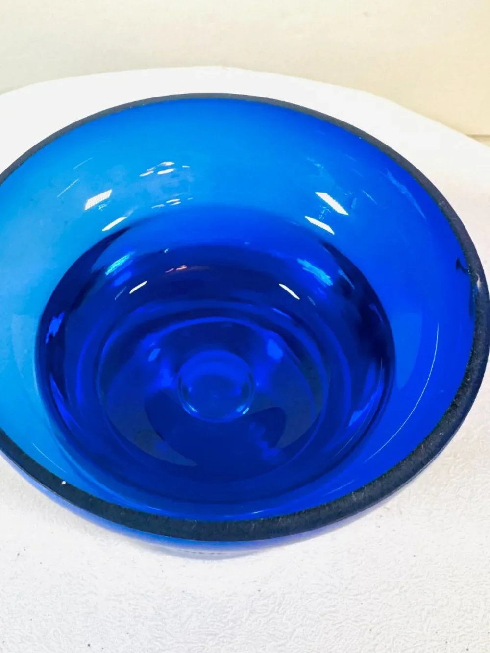 Vtg Cobalt Blue Handblown Glass Candle Holder Control Bubble Shaklee Spirit 2003
